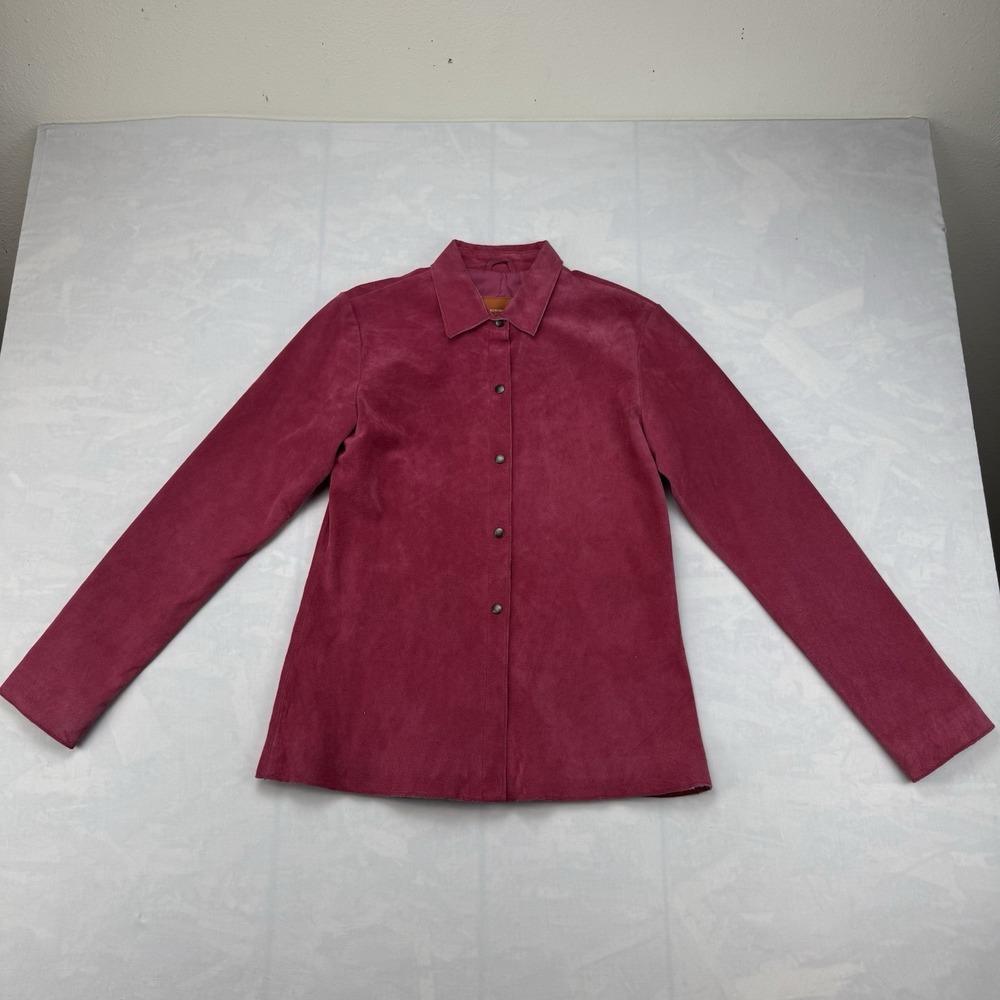 Women's Anonymous John Carlisle Red Suede Leather Button Front Jacket Sz S